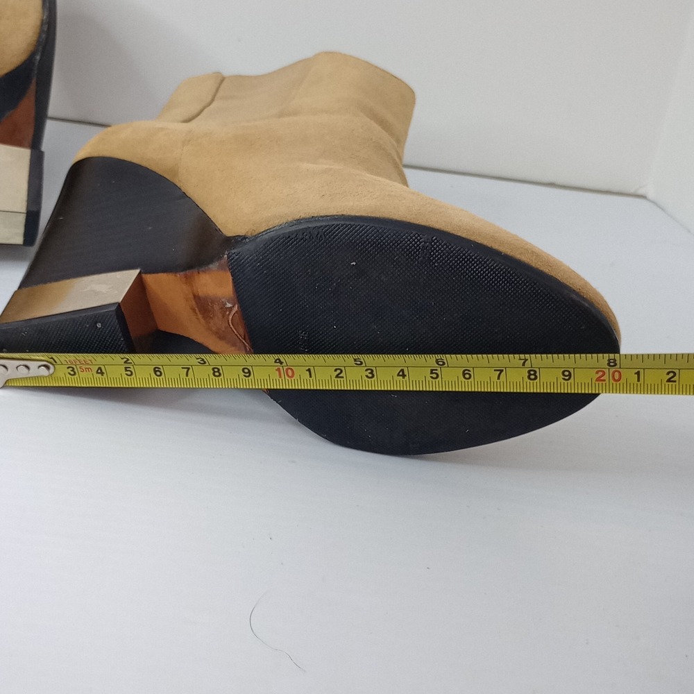 Givenchy Suede Chelsea Ankle Boots Tan Block Heel Resoled No Size Tag Measure 38 - Picture 13 of 15